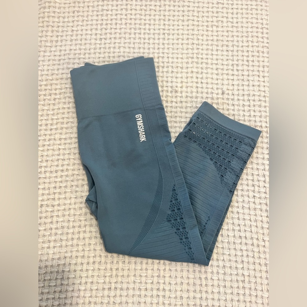 Gymshark Blue Stone “Energy+ Seamless Cropped Leggings” Size M